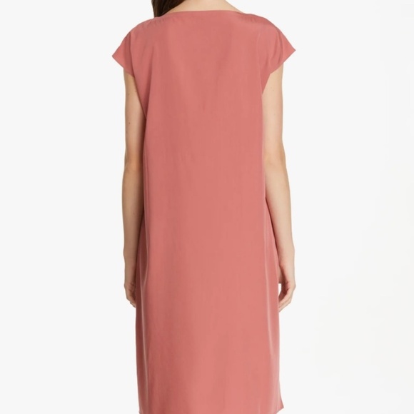 EUC Eileen Fisher Sandwashed Chutney Tencel Side Slit Cap Sleeve Midi Dress XS - Picture 3 of 6
